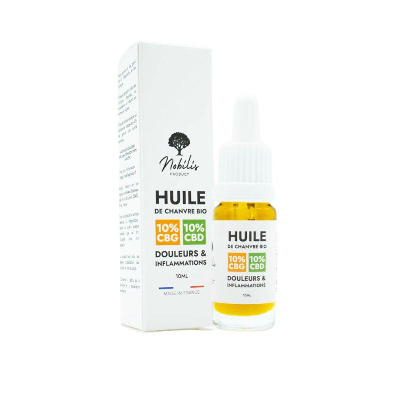 Huile CBD et CBG pour Douleurs et Inflammations, Huile 10% CBD 10% CBG